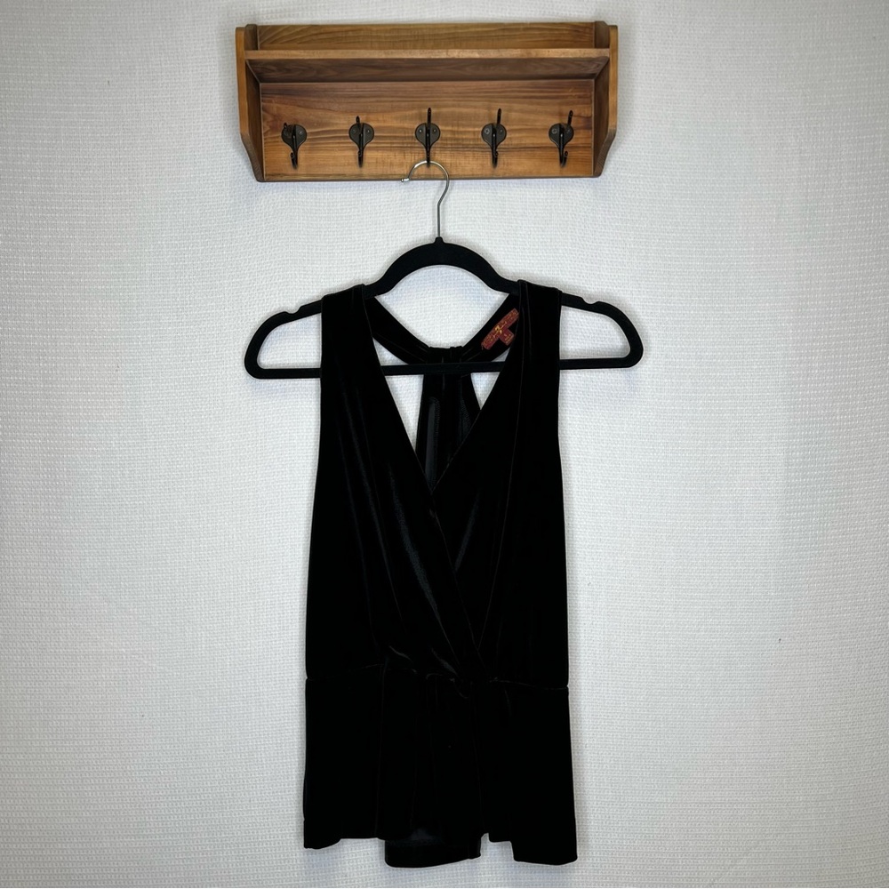 7‎ For All Mankind | Black Velvet Soft Tank Top Blouse Small